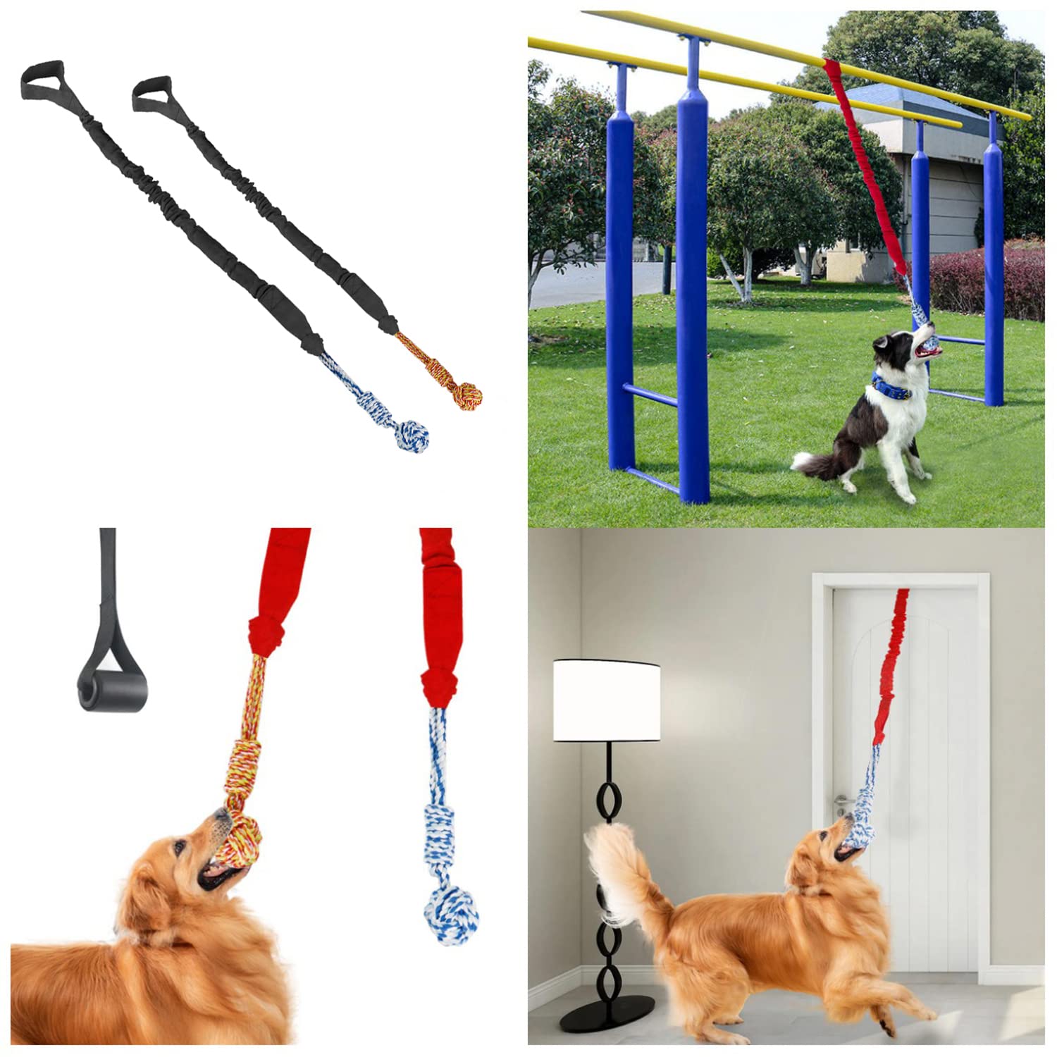 Muscle Builder Spring Pole Dog Rope Toy Pet Dog Heavy Duty Pull Tether Tug  Of War, Hanging Bungee Toy For Outdoor Exercise For Medium Large Dog 238405  Dog Spring Pole