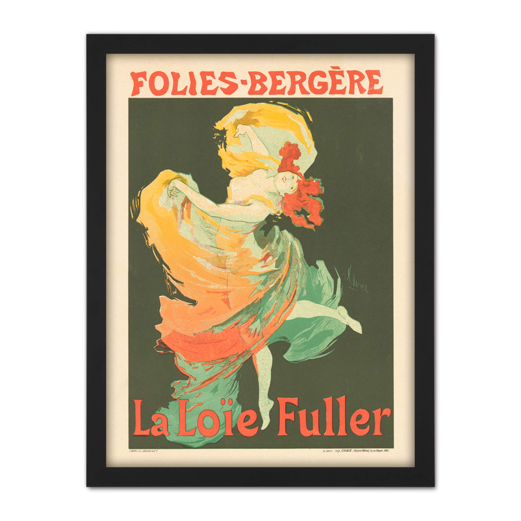 Cheret Folies-bergere Loie Fuller Dancer Advert Artwork Framed Wall Art Print 18X24 Inch