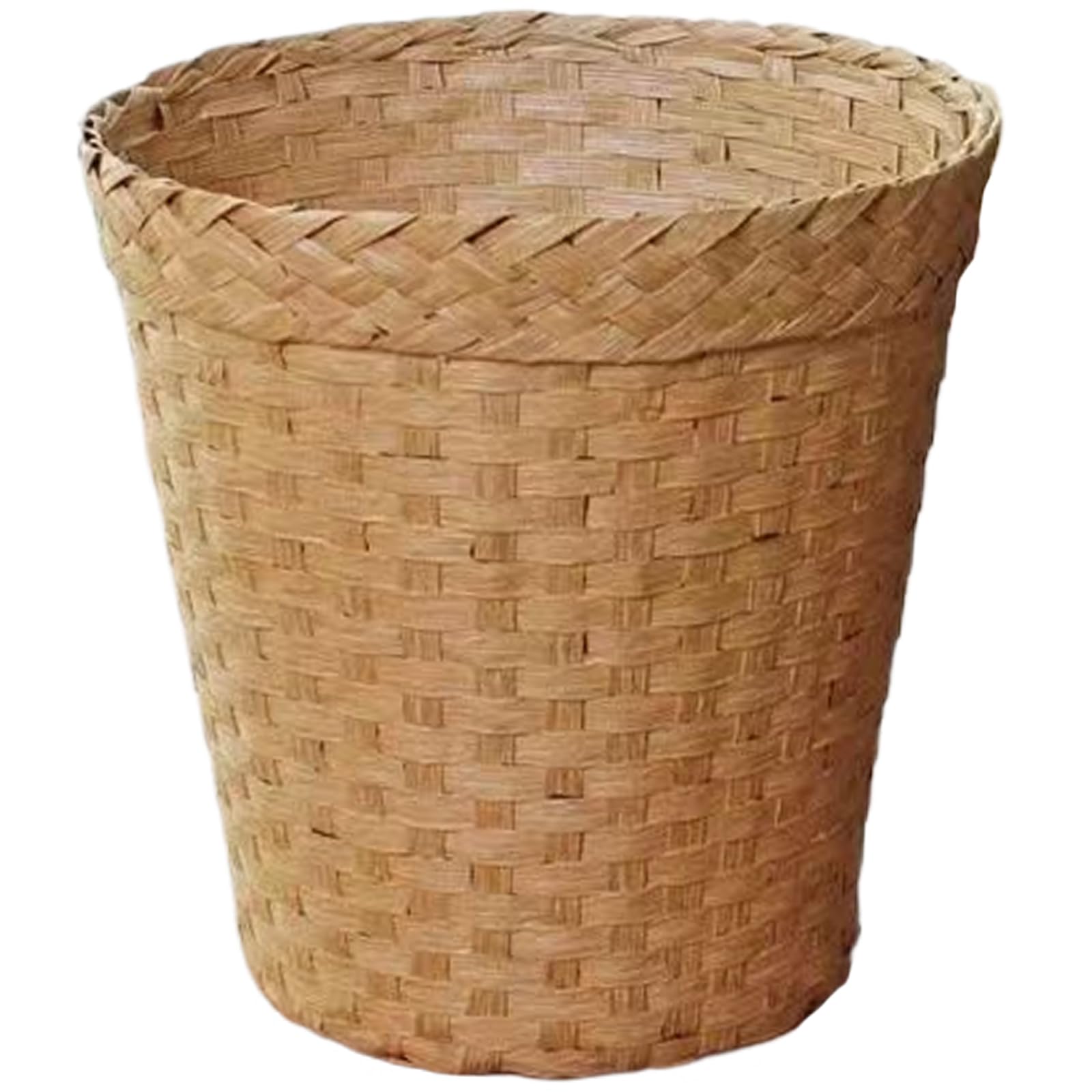 Cestino di vimini, bidone della spazzatura da bagno, bidone del desktop con paglia naturale, cesto di lavanderia in vimini rotondo, cestino per rifiuti per bagno, camera da letto, colore di tronchi