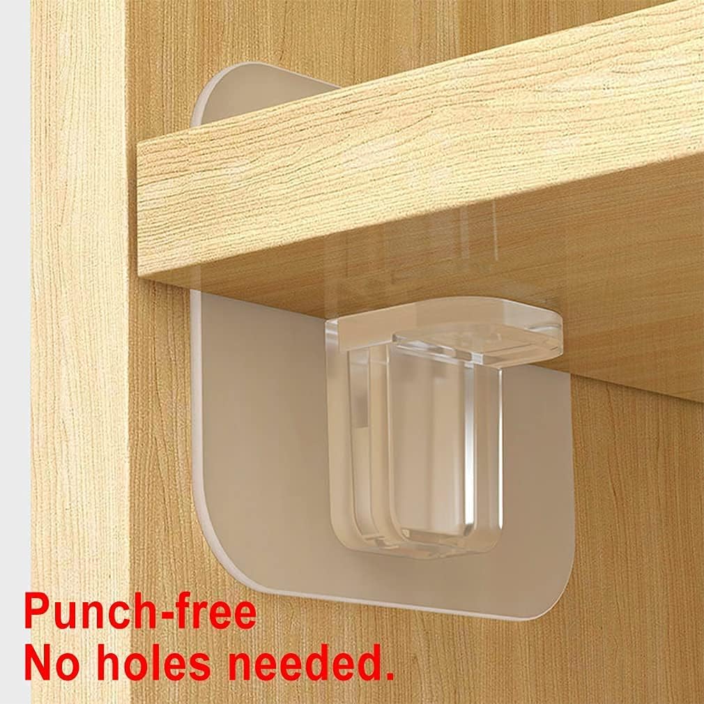 Punch Free Shelf Support Peg-Self Adhesive Shelves Clips for Kitchen Cabinet Book Shelves-Strong Partition Holders Pin for Closet Brackets Clapboard Layer-Load Bearing Type (Pack of 8Pcs)