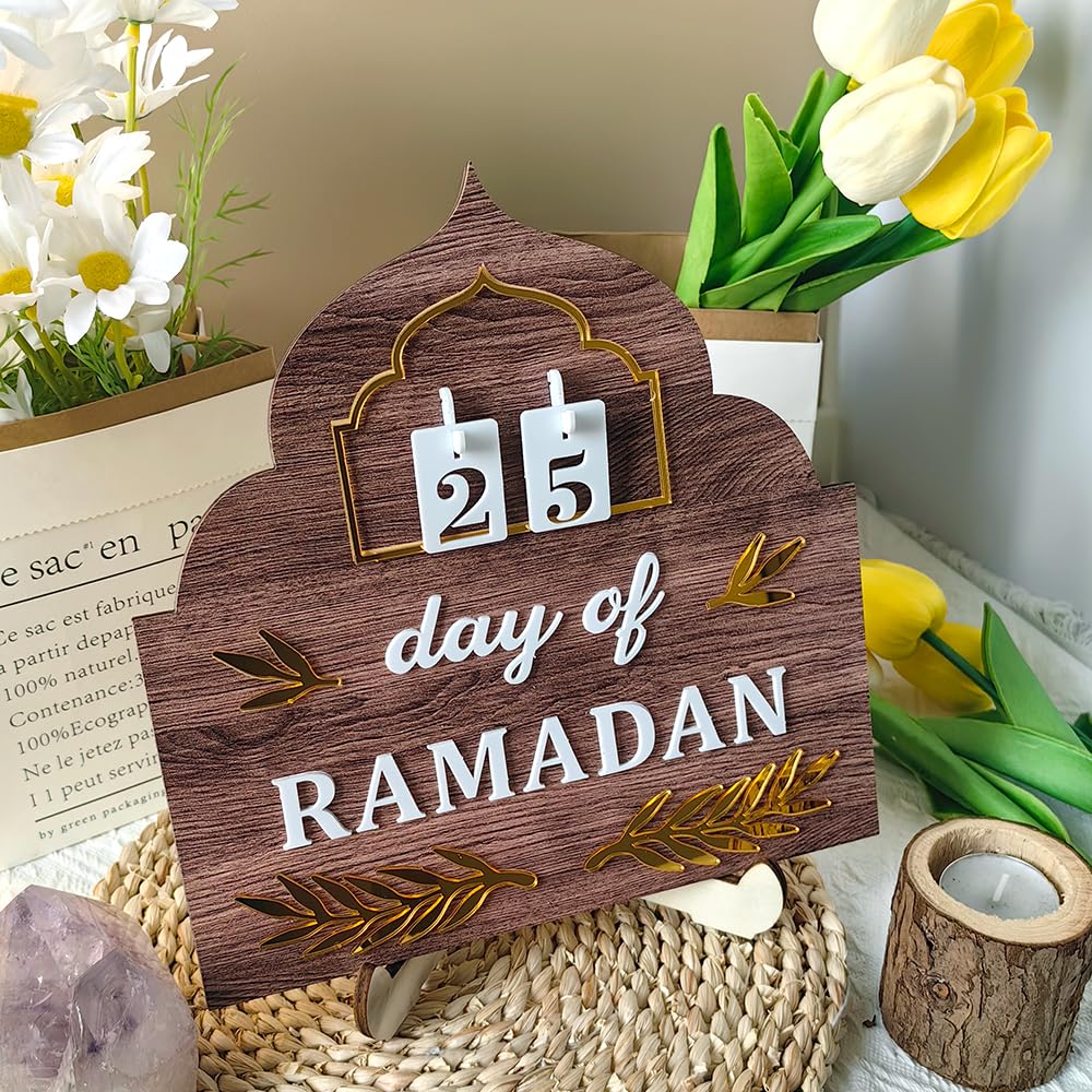 Calendario del conto alla rovescia del Ramadan 2026, decorazioni Ramadan in legno per la casa, calendari dell'avvento di Eid Mubarak, islamico musulmano Ramadan Kareem tavolo decorazione regalo di