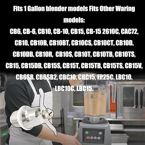 Miniatura 2 de Delixike 502977 Reemplazo del conjunto de cuchilla de corte compatible para modelos Waring de licuadora de 1 galón