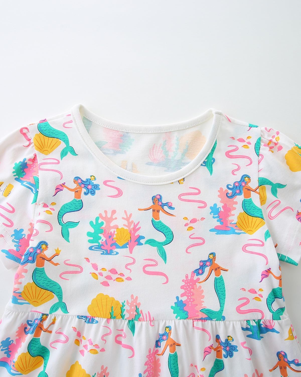 Hongshilian Toddler Girls Cotton Casual Dress Cartoon Print Short Sleeve Dress Girls Summer Sundress 2-7 Years - Image 5