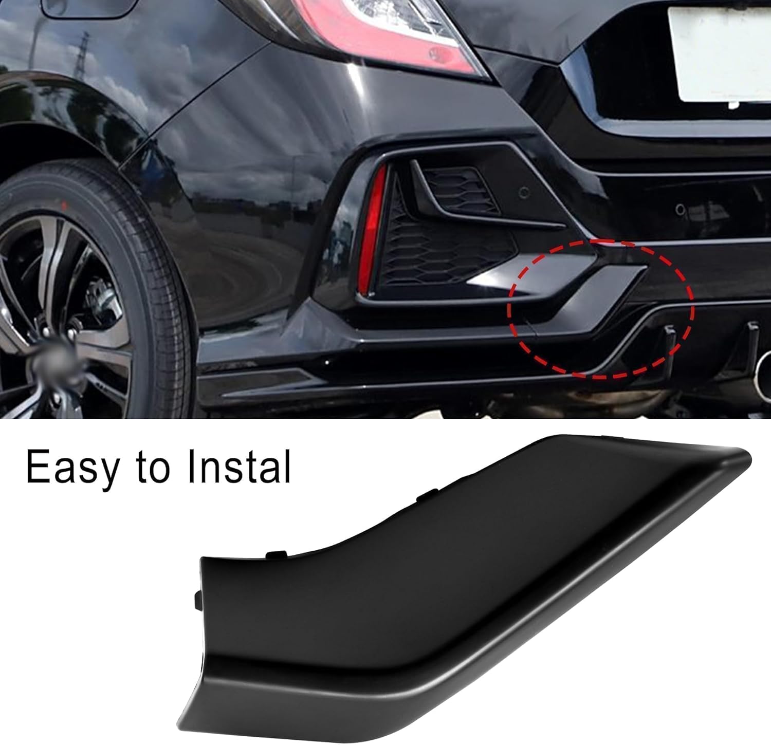 Car Rear Bumper Tow Hook Cover Paintable Compatible with Honda Civic Hatchback 2017 2018 2019 2020 2021 Replace 71506-TGG-A00