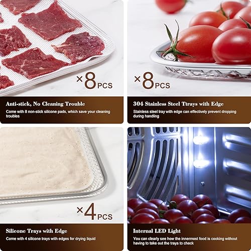 Miniatura 17 de Commercial Large 12 Trays Food Dehydrator, Usable Area up to 22.67ft², 1200W Full Stainless Steel Dryer Machine, up to 190℉ Temperature, for Meat