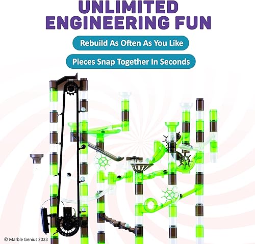 Miniatura 4 de Marble Genius Paquete Marble Run Space Elevator con canicas brillantes de vidrio y elevación automática de cadena, experimente la emoción de las