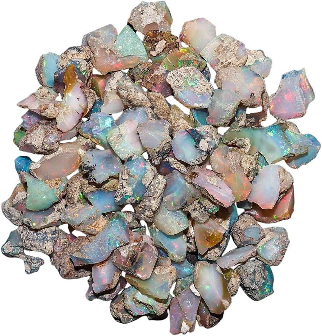 Natural AAAA+ Raw Ethiopian Opal Stone Lot | Rough Opal Crystals | Uncut Gemstone for Jewelry Making & DIY Crafts