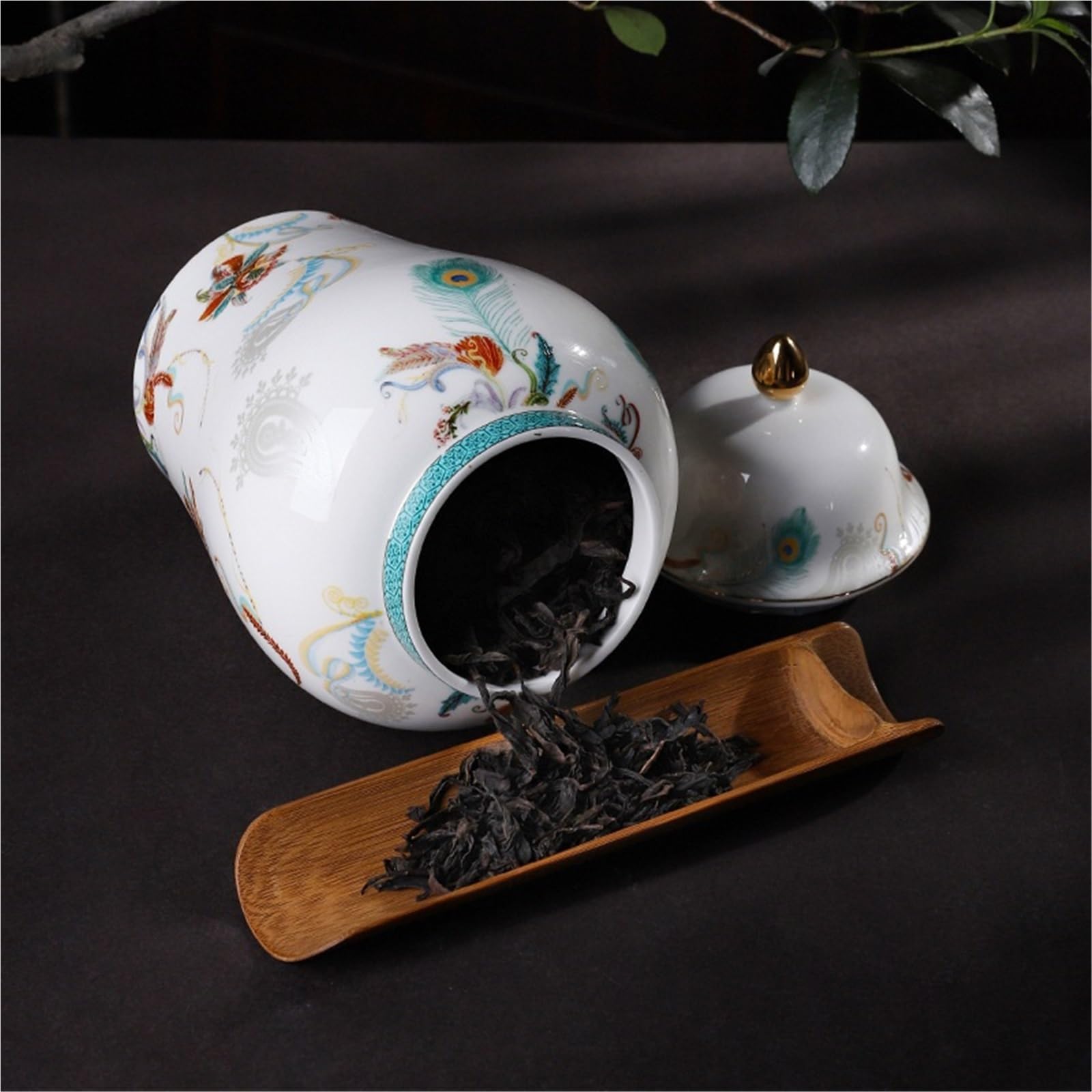 Wazon na Imbirowy Słoik Emaliowany Słoik Na Imbir, Dekoracja Domu, Wazon Do Salonu, Ceramiczna Puszka Herbatę Słoiki do Przechowywania(12x20.5cm)