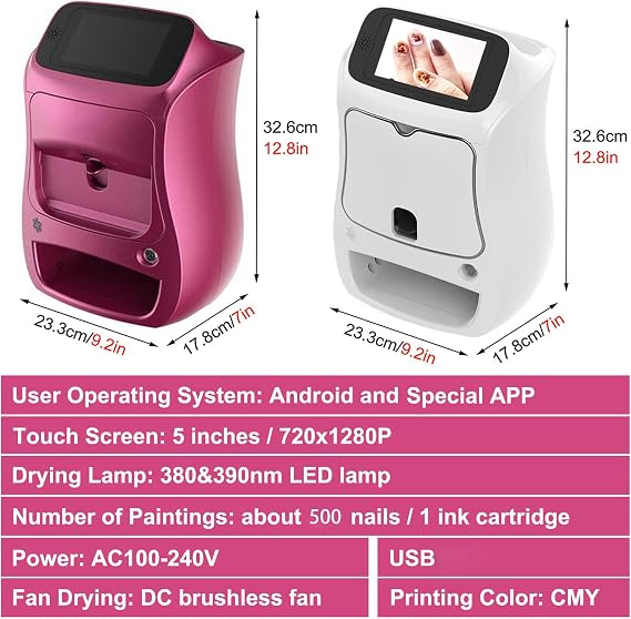 Smart App Control Nail Printer, 3D Automatic Digital Art Machine with Touch Screen - WiFi Connectivity, USB DIY, HD Printing & Quick Drying