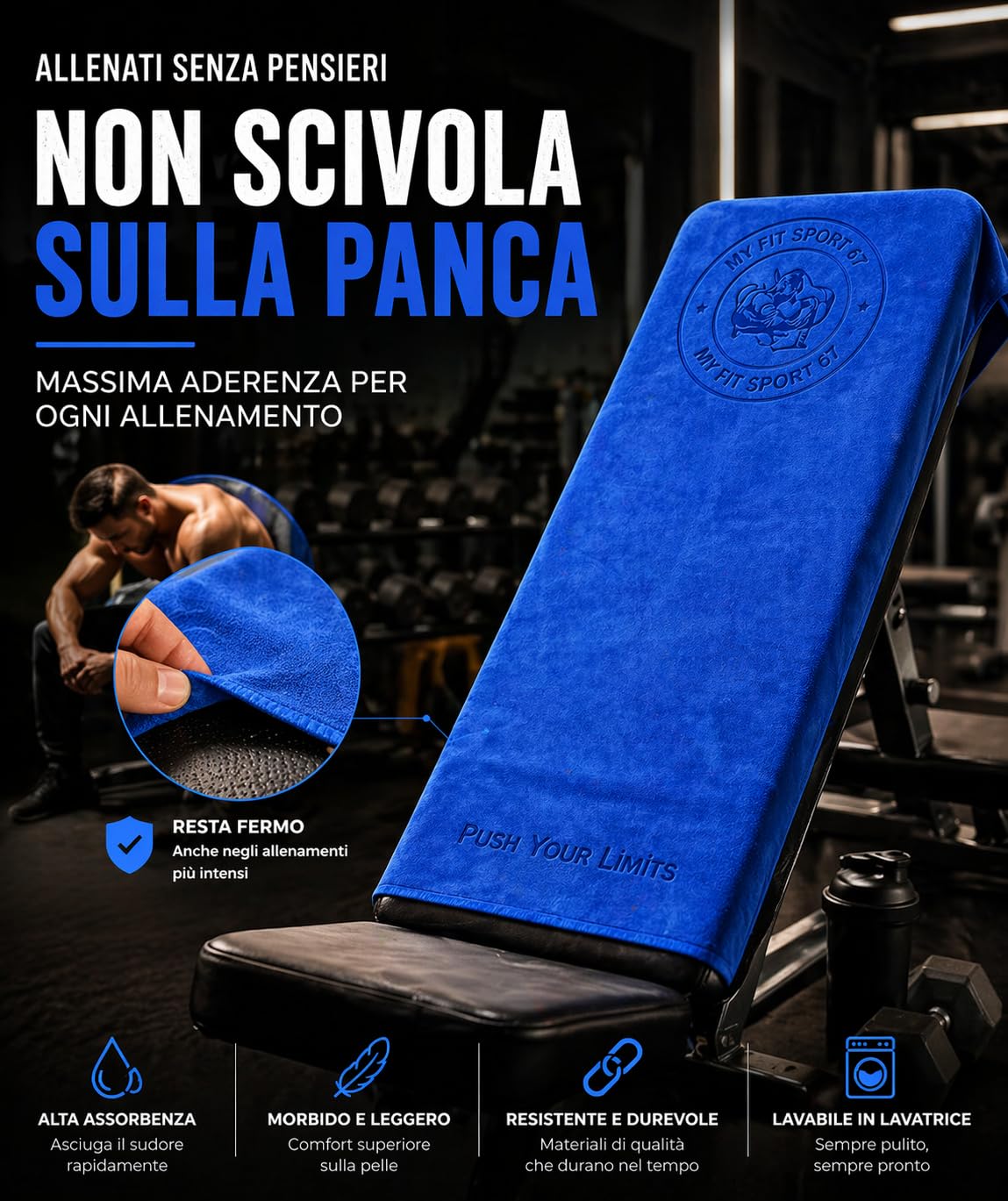 Asciugamano Fitness microfibra palestra Ideale per Fitness Bodybuilding Yoga Sport accessori indispensabile telo sottile e leggero (Nero)