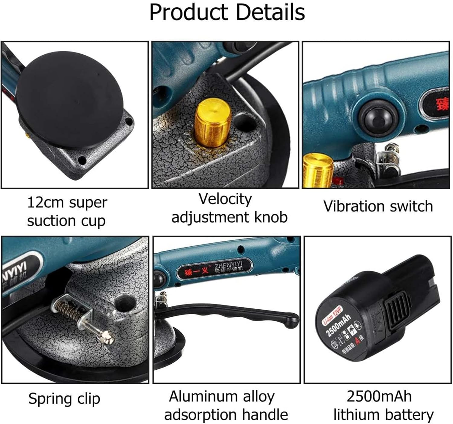 Countertop Installation Tool Portable Tile Vibrator for 100x100cm Tiles Floor Plaster Machine Tile Laying with Battery Automatic Floor Vibrator Leveling Tool (Color : 1x Battery)