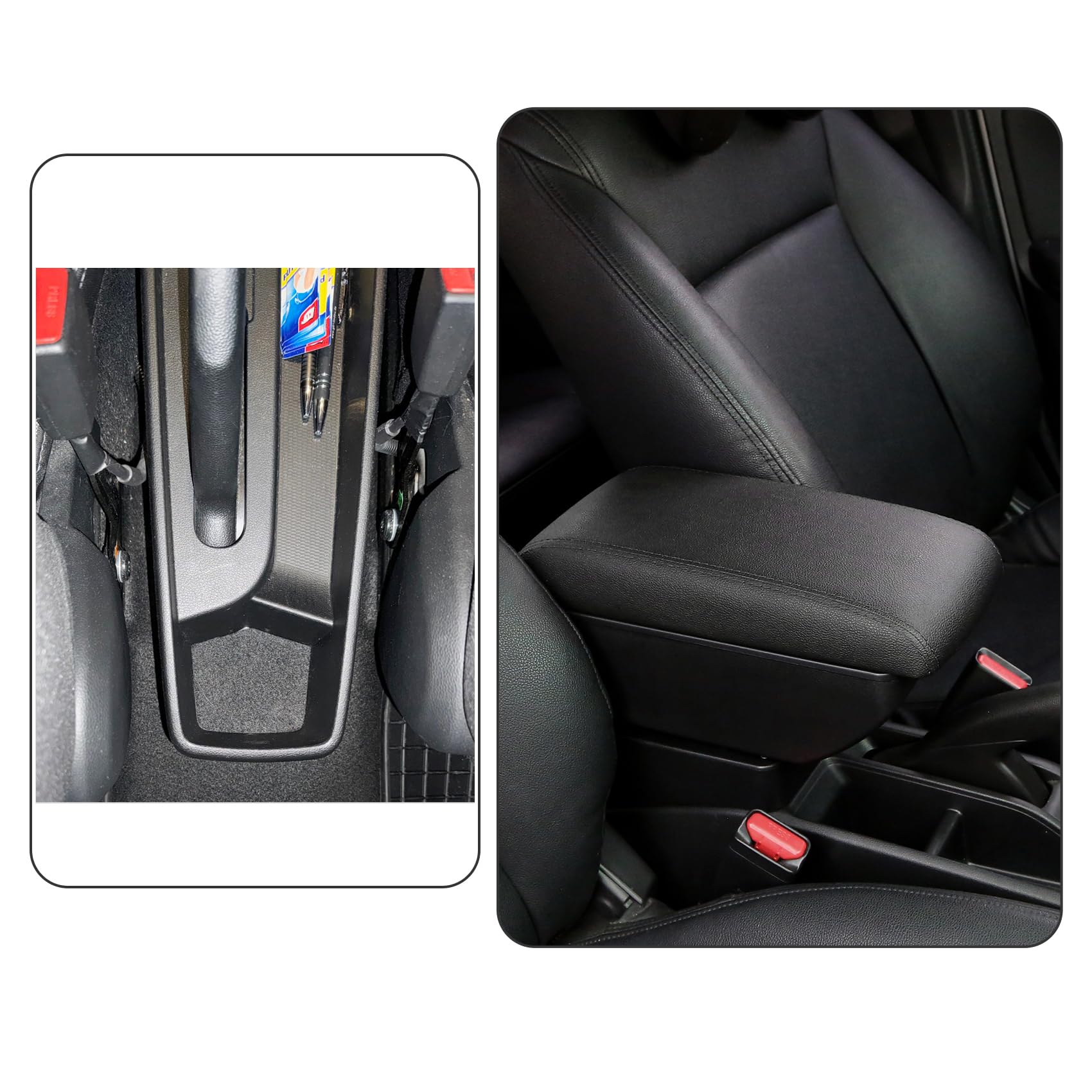 YJYWZH per Hyundai i10 2021 2022 2023 Braccioli Bracciolo Doppio Strato Centrale Console vano Nero Pelle