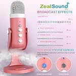 ZealSound Podcast Microphone pour iPhone PC & Mac, annulation du bruit USB Mic avec volume, Mute & Contrôle de l'écho, surveillance de la latence zéro, pour ASMR, Podcasting, enregistrement vocal & La voix au-dessus - K66 rose