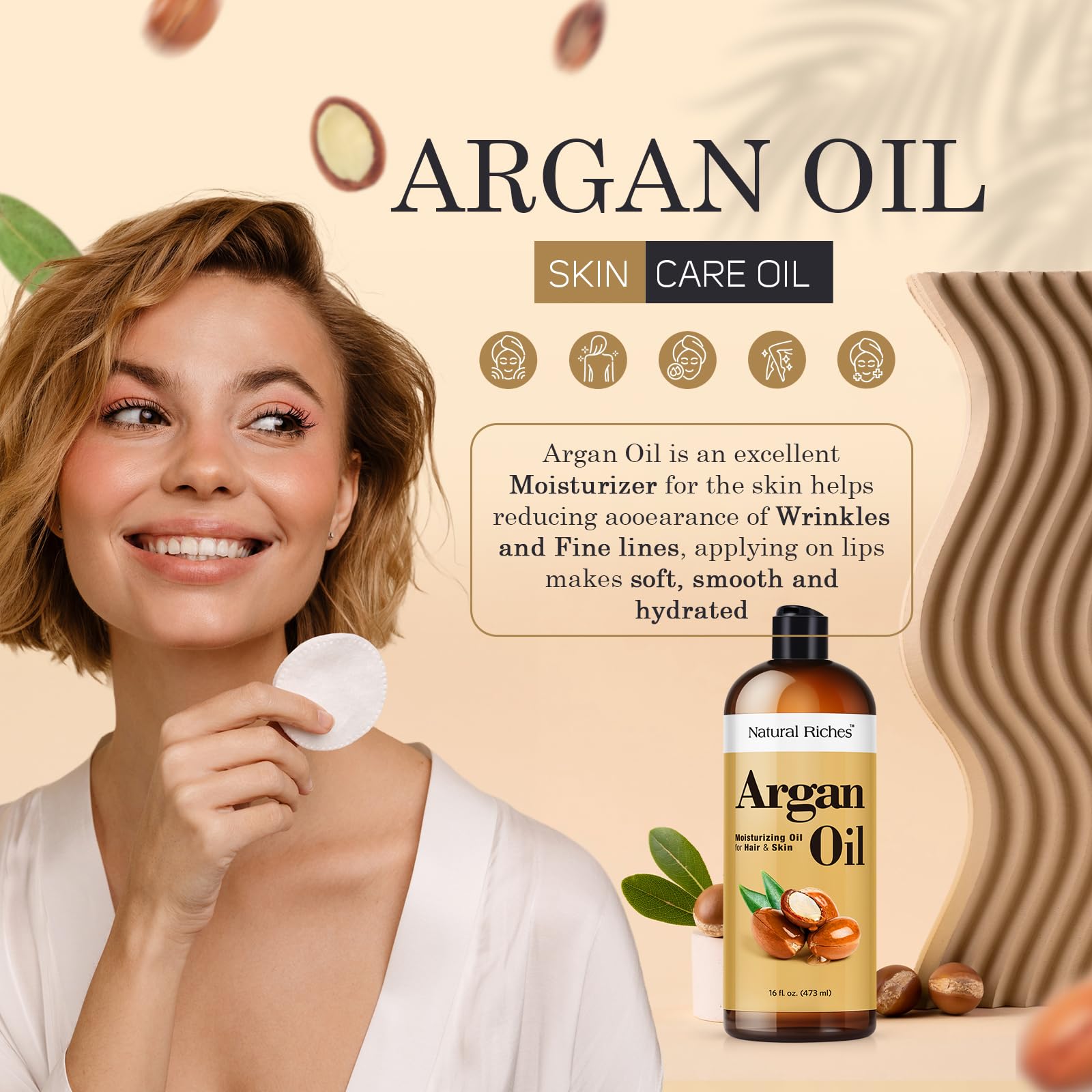 Aceite de argán orgánico de Marruecos, aceite penetrante para el cabello, suero hidratante profundo para cabello seco, dañado y grueso, aceite de Moroccanoil puro prensado en frío para cabello, cara y