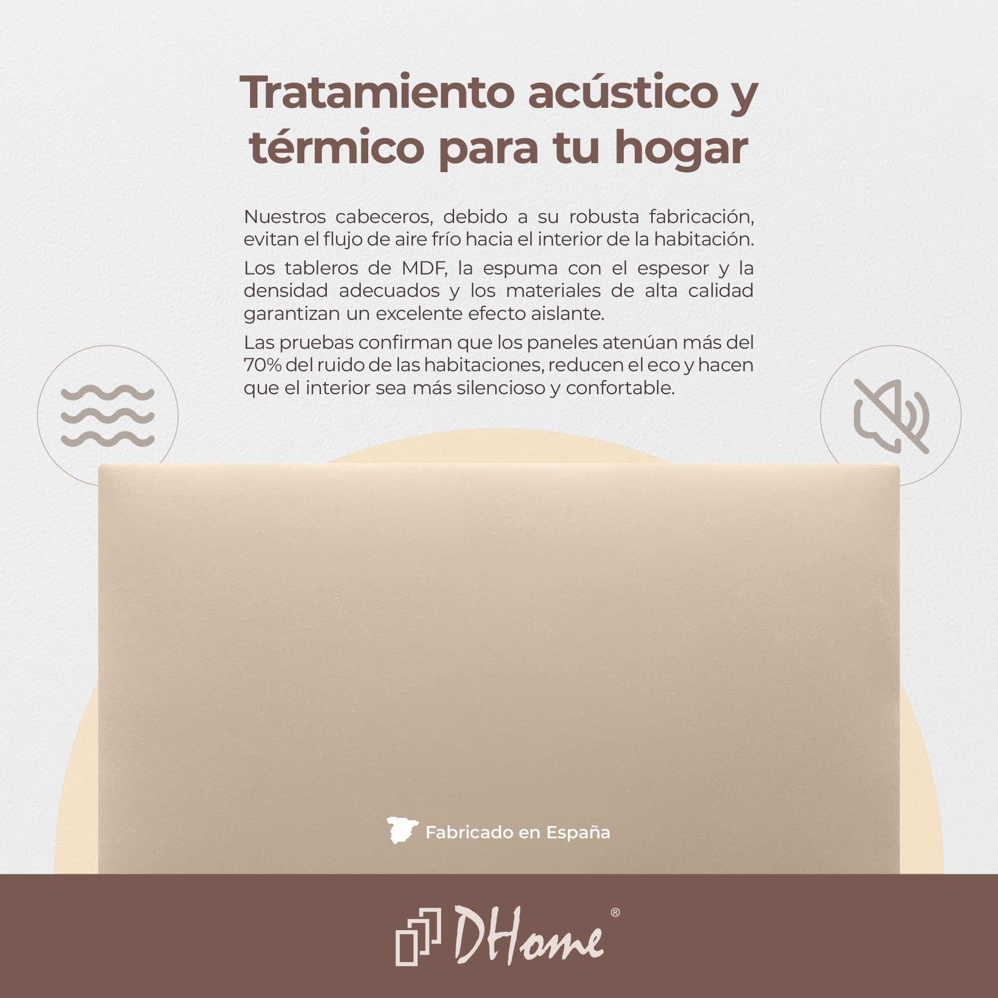 DHOME Testiera Imbottita Liscia in Similpelle Altezza 70CM Spessore 4cm e 8cm per Parete Acustica Testate Letto Pannello Fonoassorbente Camera da Letto (Similpelle Beige, 160cm, Spessore 8cm)