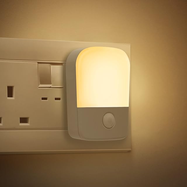 Fulighture Night Light Plug in Walls, [2-Pack] Dusk to Dawn Photocell Sensor & 30/60lm Brightness Adjustable 3000K Warm White, Auto Night Lighting for Kids/Children, Stairs, Hallway, Kitchen, Bedroom