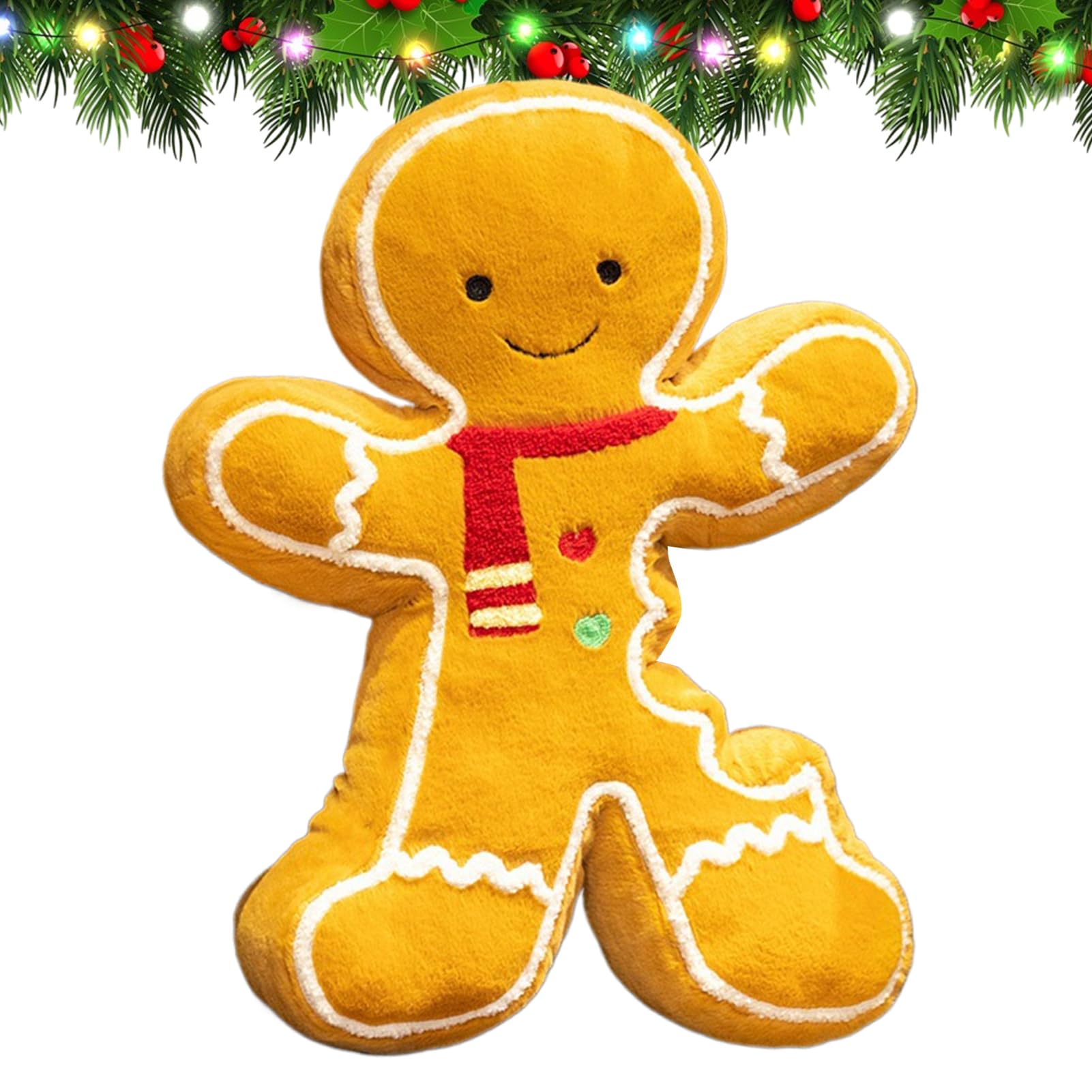 Oreiller bonhomme en pain d'épice de 40 cm pour décoration de Noël