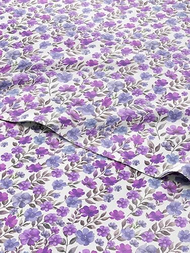 Floral Sheets - Purple Floral Bed Sheet Set - 1 Flat, 1 Fitted & 2 Pillowcases w/ Deep Pockets - Comfy, Wrinkle & Fade Free Boho Botanical Bedding - Ultra-Soft, Breathable & Cooling - Queen Size New