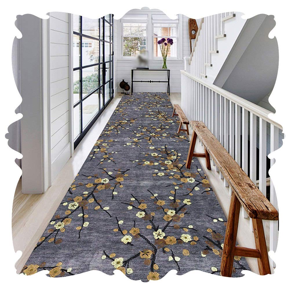 Tapis de couloir moderne café motif fleur de prunier moquette d'entrée