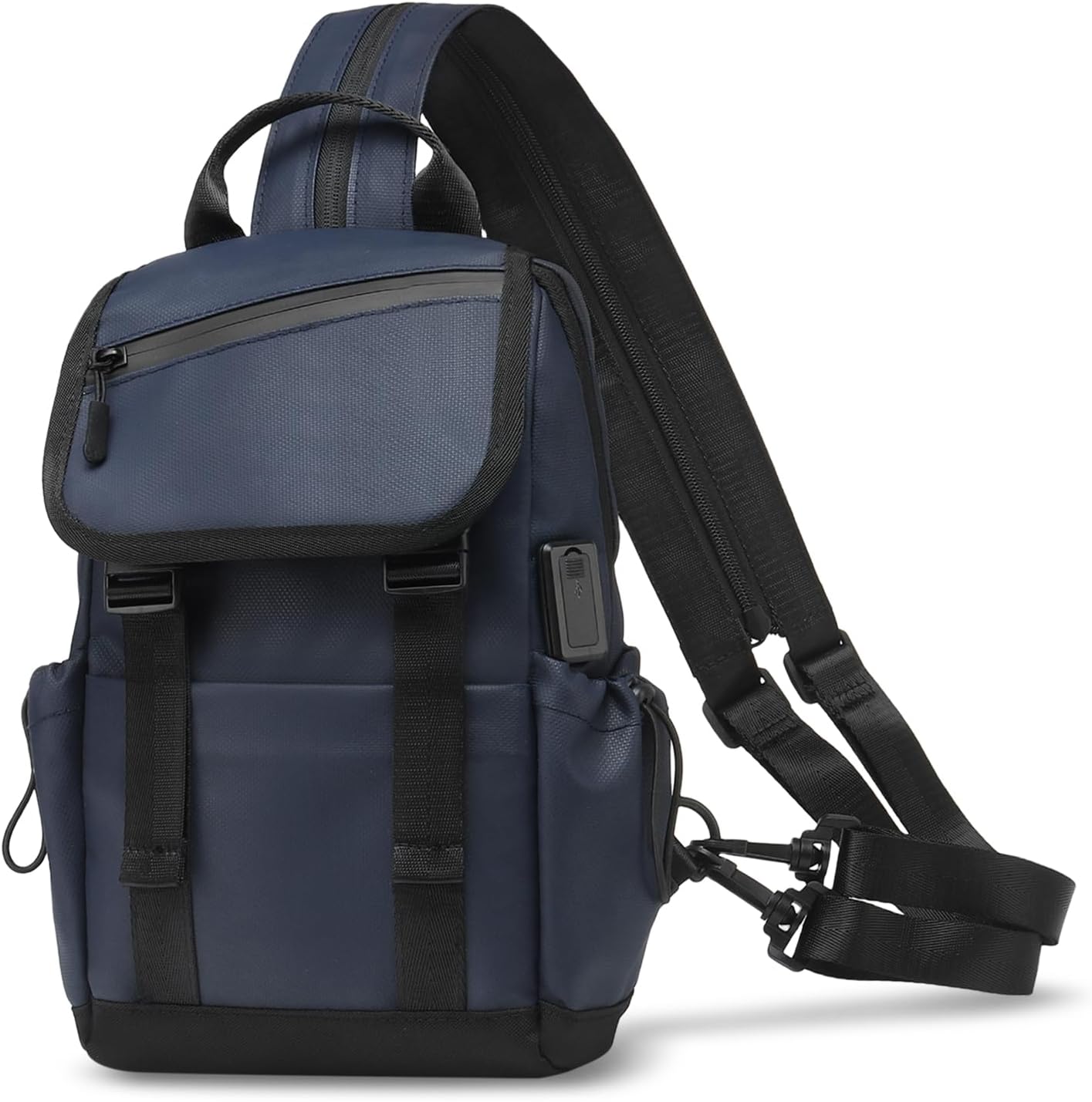 Small Backpack for Women Men with USB Charge Port, Dark Blue