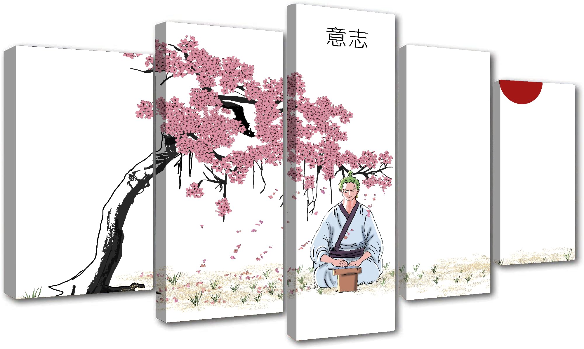 Amazon.com: Set 5 Canvas Print One Piece Roronoa Zoro sitting in a