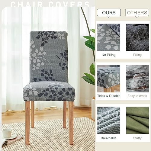 Vista 4 de Secgo - Juego de 4 fundas para sillas de comedor, funda elástica para silla de comedor, fundas lavables de elastano para sillas de cocina Parsons