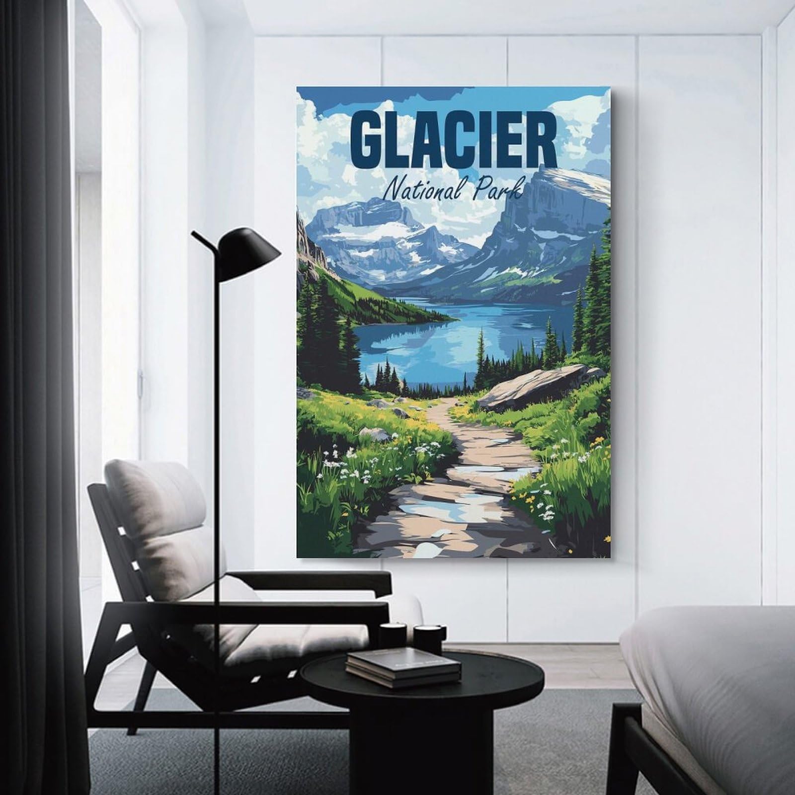 Junmoney Home Decor Wall Art Glacier National Park, 20x30inch(50x75cm), for New Homes, Bedrooms Or Workspaces, Decorative Present for New Homes