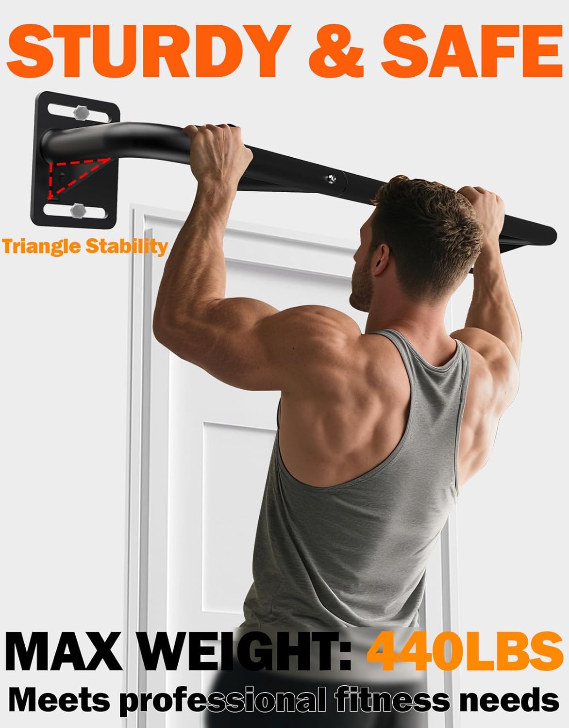 Fitarc Joist Mount Pull Up Bar, Wall Chin Up Bar Ceiling Mount for Beams, Heavy Duty Steel Construction, Home Gym Workout Equipment -Patent Pending