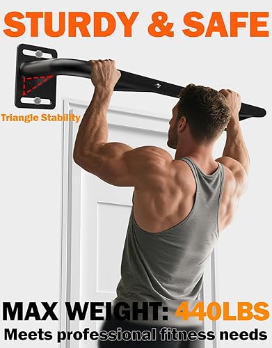 Miniatura 2 de Fitarc Barra de dominadas de montaje en pared resistente, barra de barbilla de montaje en vigueta para puerta, construcción de acero, equipo de