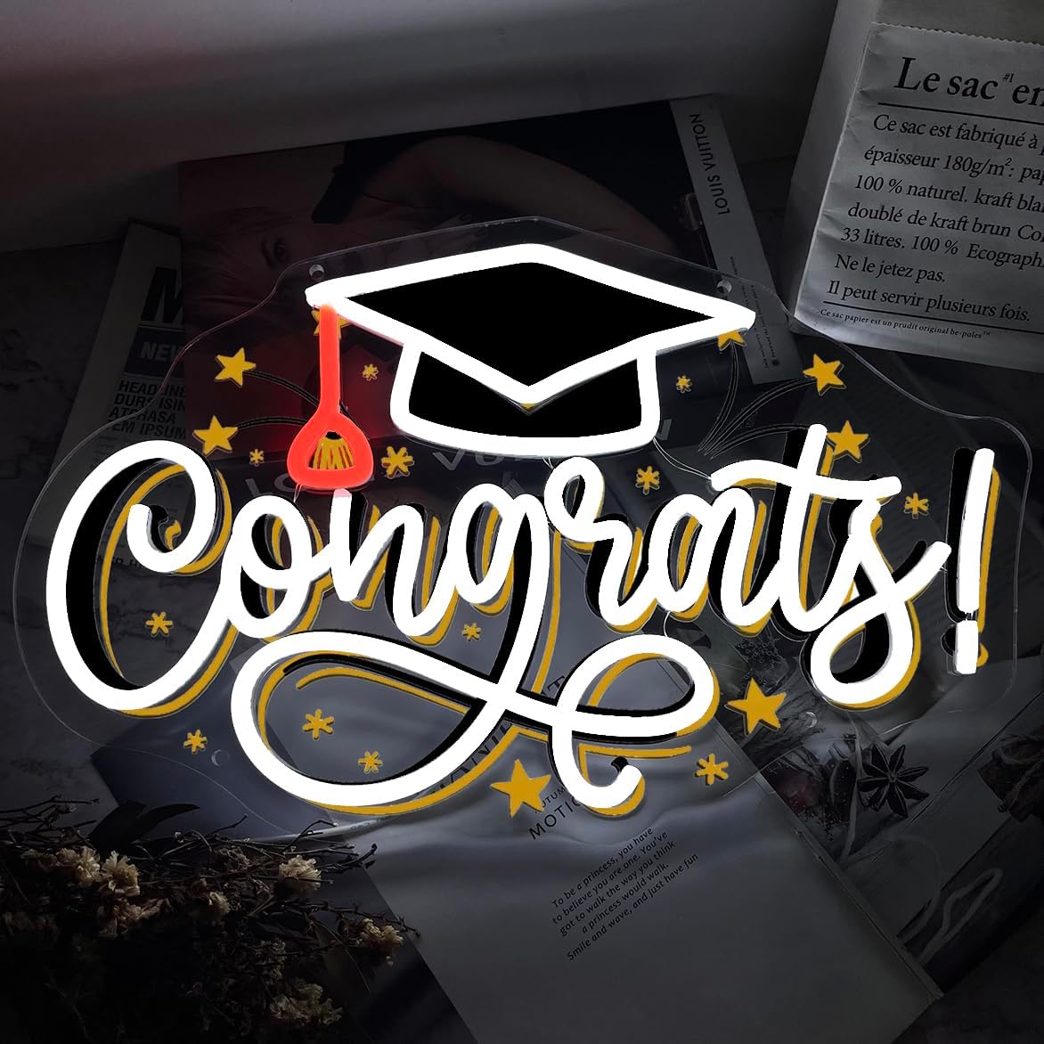 Congrats Neon Sign Led Congrats Grad Neon Light 2026 Graduation Decor Grad Light Up Sign for Wall Decor Class Home Prom Decor Celebration Gifts
