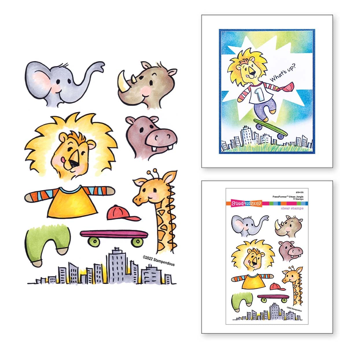 Spellbinders Stampendous FransFormer™ Urban Jungle Clear Stamps, Grey