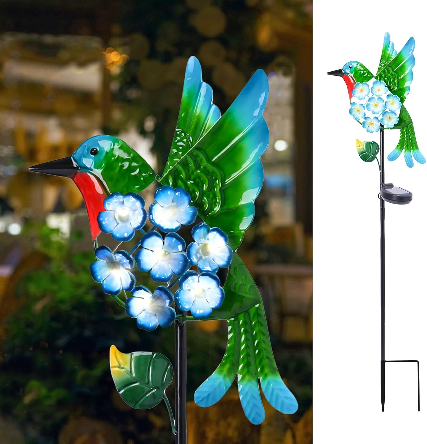 Bshine Solar Outdoor Lights Hummingbird Garden Decorative Lights, Waterproof Metal Hummingbird Stakes Yard Decor for Paths, Pathways, Lawn Ornaments, Mom, New Home Gift