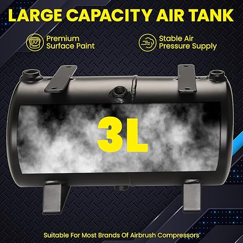 Miniatura 3 de OPHIR Kit de tanque de aire de 3L con adaptadores de tubo para compresor de aerógrafo DIY, kit de conversión de tanque de aire negro para tanque de