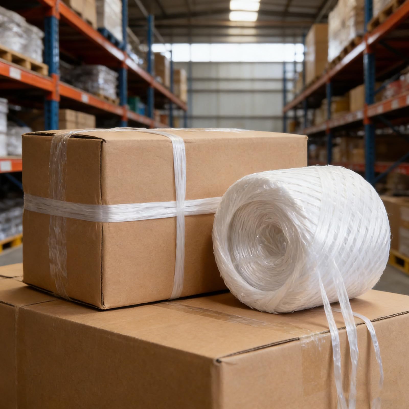 Alasum Corda di Plastica Filo Intrecciato Bianco per Imballaggio Resistente e Facile da Legare e Confezionamento Sicuro e Pratico per Uso Industriale