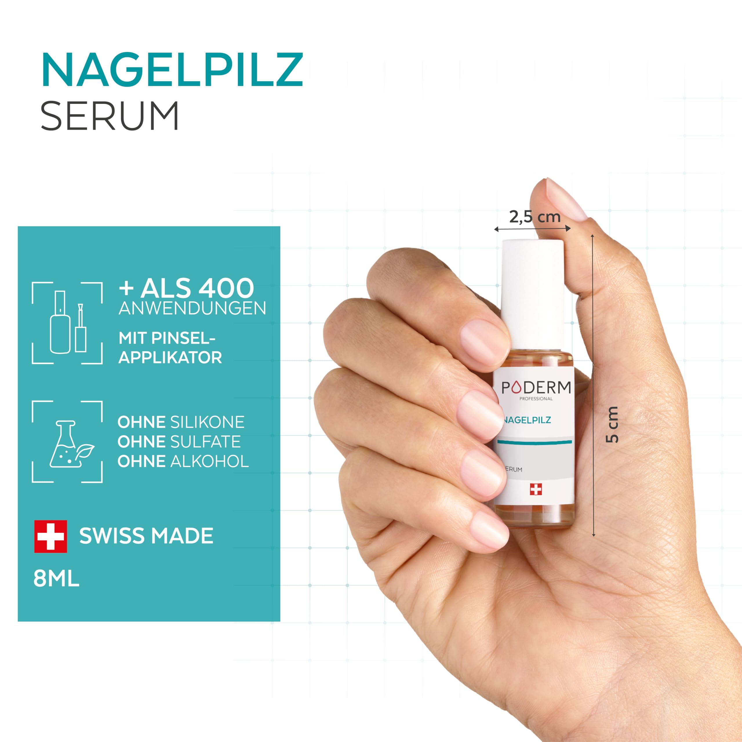 PODERM - NAGELPILZ-BEHANDLUNG | Revitalisierender | Professionelle Fuß/Handpflege | Einfach/Schnell | Made in Switzerland