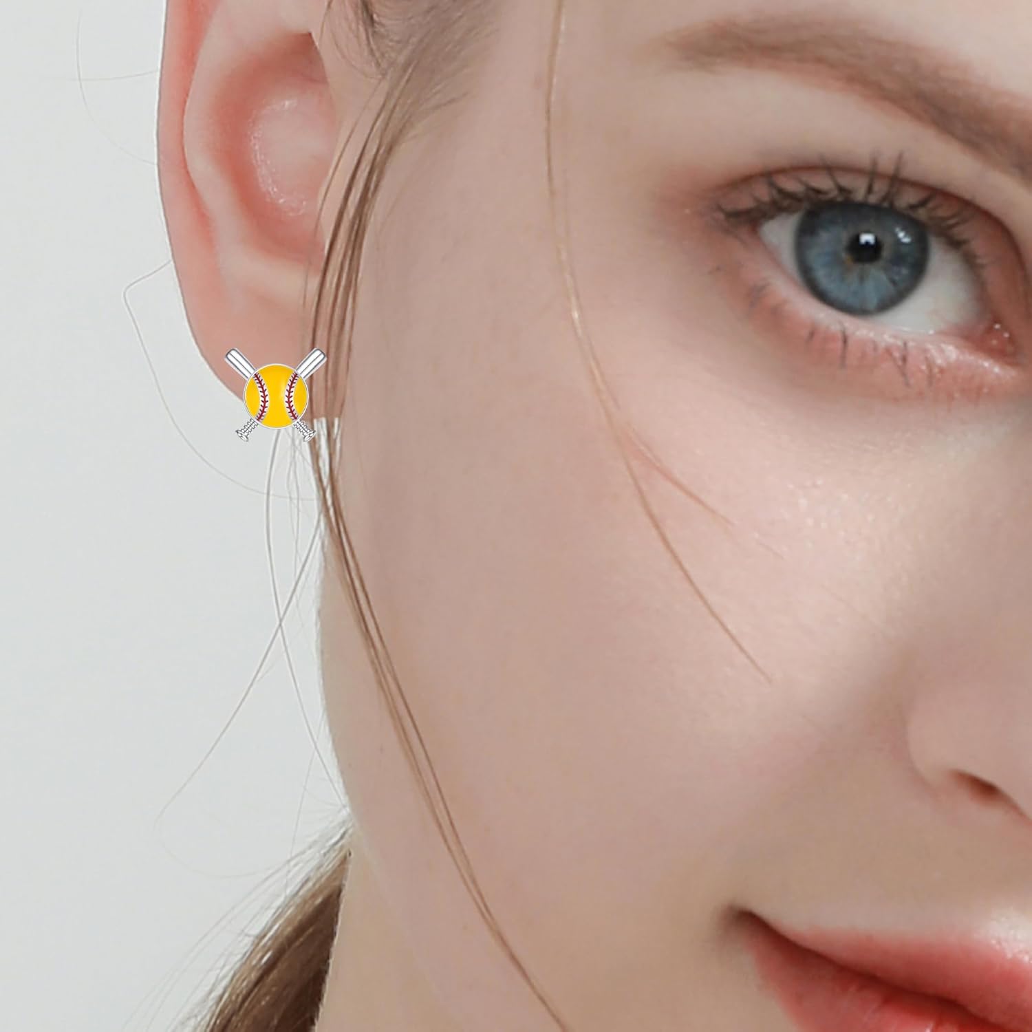 Softball Earrings for Women Softball Gifts 925 Sterling Silver Sutd Softball Pat/Heart Softball Stud Cute Earrings for Softball Mom Gifts Softball Jewelry Sport Gifts for Softball Player Lover Team - Image 4