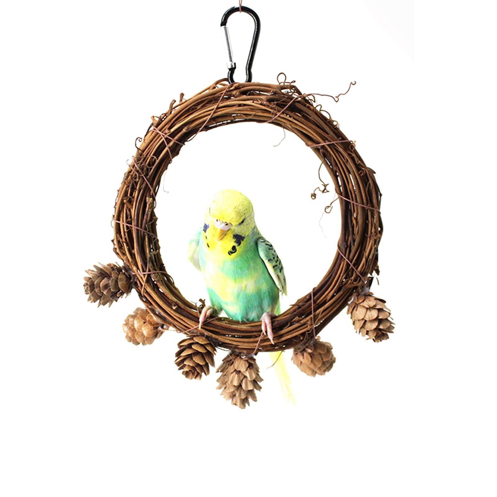 Nido per Uccelli in Rattan Intrecciato a Mano, Un Luogo di Gioco per pappagalli e canarini, può Essere Appeso 15x18 cm