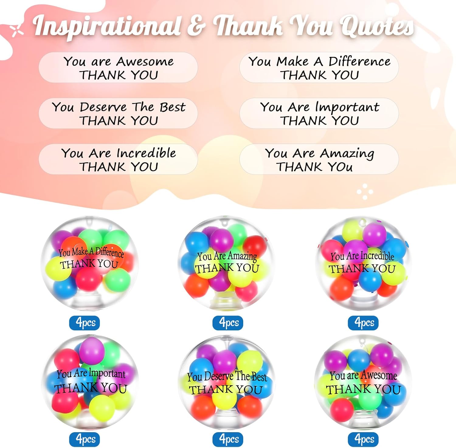 Shappy 24 Pcs Thank You Gift Stress Relief Balls Fidget Stress Color Sensory Ball Bulk Toy for Adults Asmr Therapy Toys Staff Team Appreciation Gifts for Employees 2.36 Inch