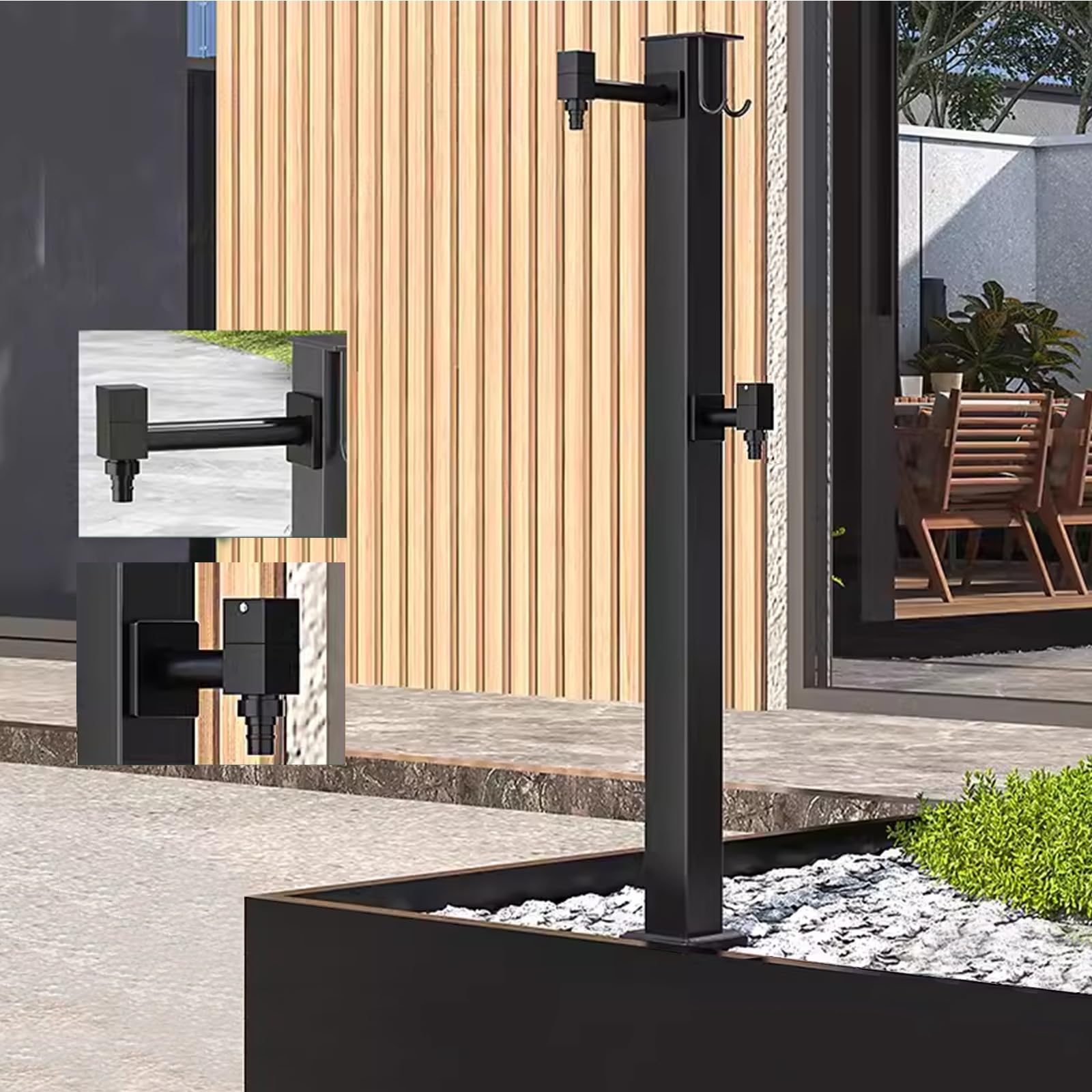 BHGFYXBS Stainless Steel Water Column Garden Water Tap, Freestanding Garden Water Column With Faucet, Side Water Inlet, Long-Term Outdoor Use