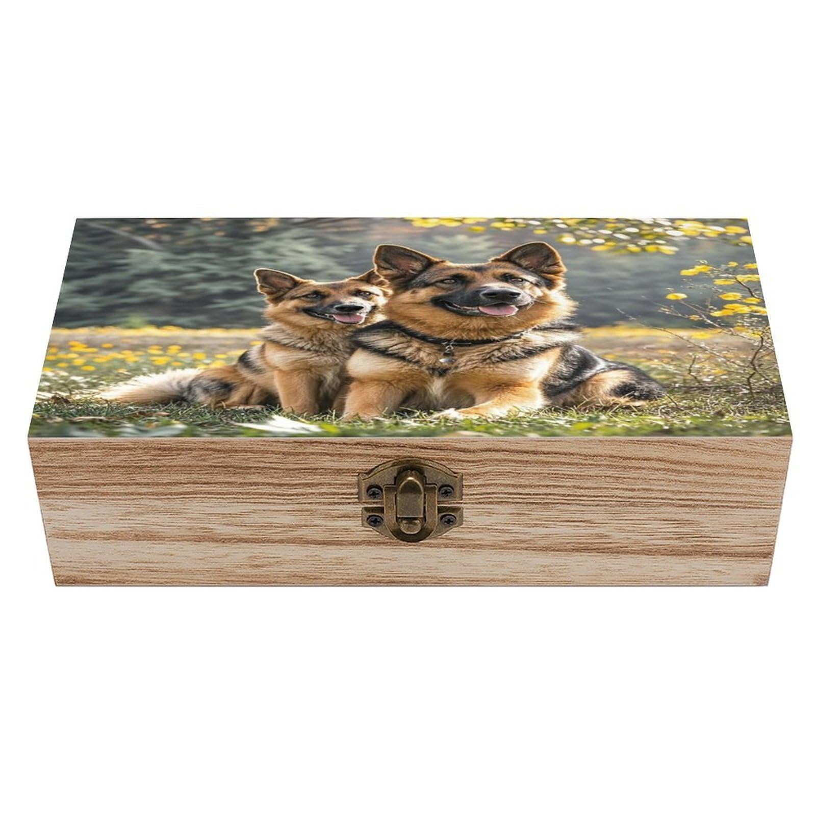 LZQPOEAS German Shepherd Dogs Wooden Box Storage Space to Organize Jewelry in A Beautiful Small Storage Box Decorative Card Boxes Memory Treasure Boxes for Crafts And Photo Storage