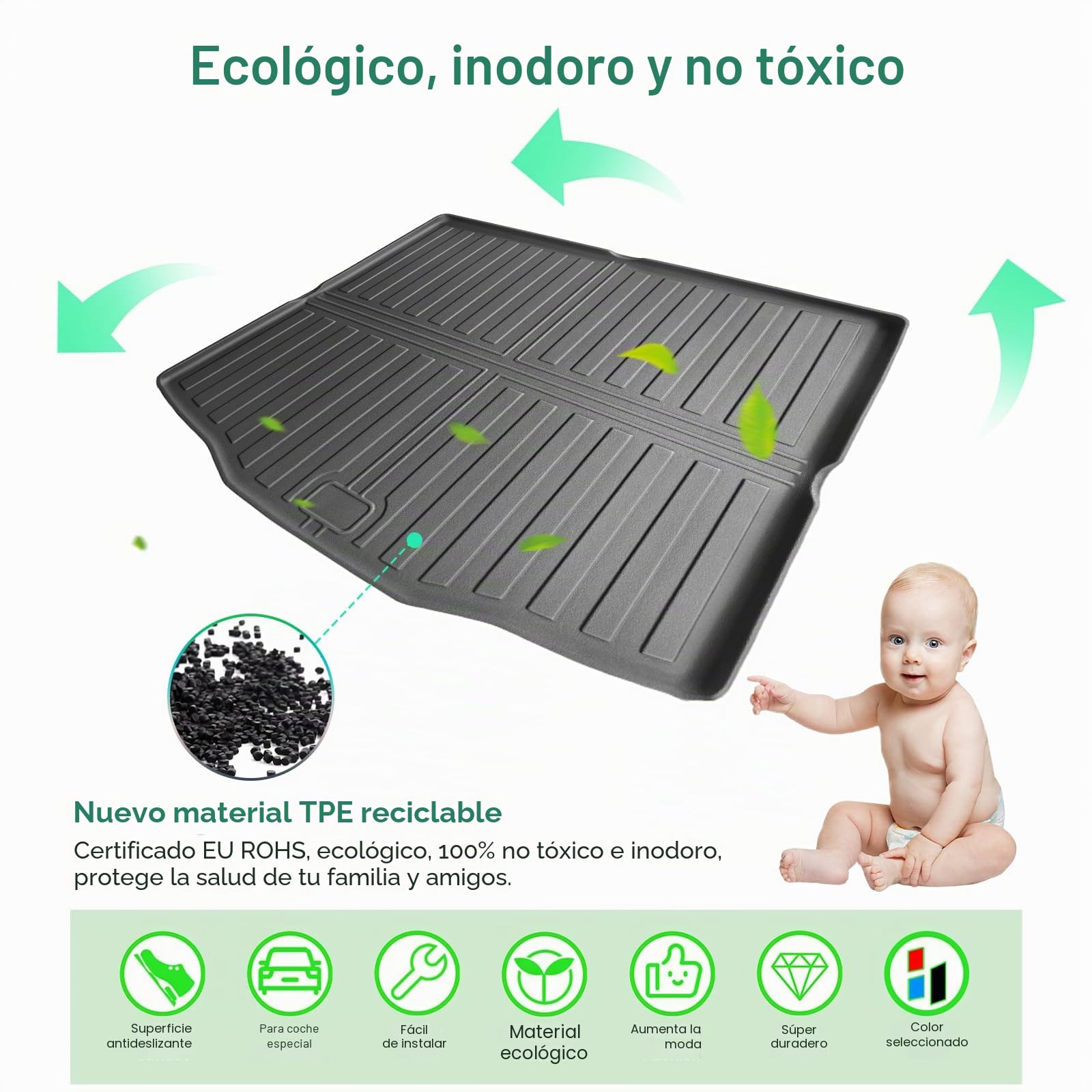 GAFAT Compatible con Ford Kugα 3 III ST Line X 2020-2024 2025 2026 Alfombrillas para Maletero, Fácil de Plegar, Kugα MK3 Hybird PHEV Alfombras Goma TPE Todo de Clima, Originale Escaneo 3D Borde Alto