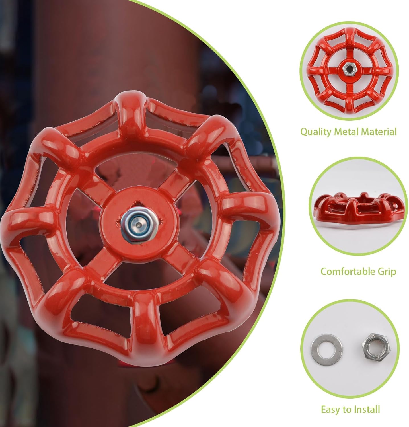 Water Faucet Handle Valve, 2Pcs Metal Outside Faucet Round Wheel Handles Cast Iron Gate Valve Handwheel Replacement, Square Broach 7 x 7mm, Wheel OD 63mm
