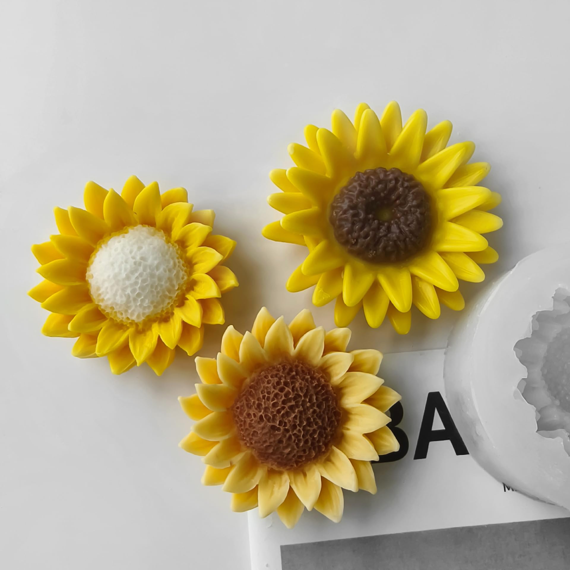 Xidmold 2Pcs Sunflower Candle Soap Moulds, 3D Sunflower Silicone Mold for Fondant Chocolate, Candy, Soy Wax Candle, Plaster - Image 2
