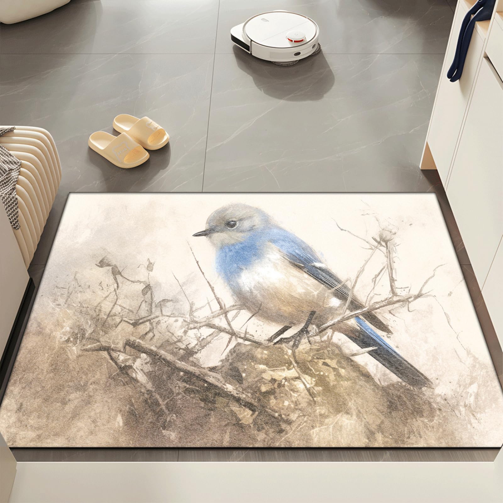 Tapis D'entrée Animal Rétro Beige Paillasson Exterieur Entree Doux Lavable Antidérapant Tapis Entree Interieur pour Cuisine Couloir Paillasson Interieur 60x90 cm
