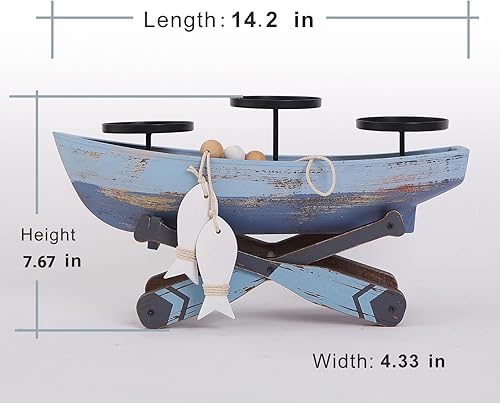 Miniatura 5 de Portavelas votivas náuticas, vela de barco de granja con temática oceánica, estilo marino de playa, decoración hecha a mano para el hogar, oficina,