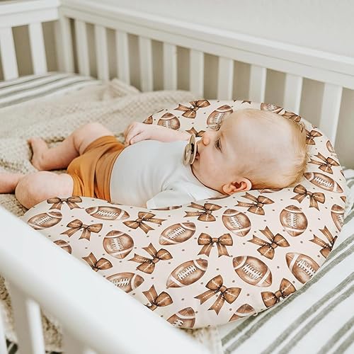 Miniatura 5 de Fundas de almohada de lactancia con lazos de fútbol vintage para niños y niñas, juego de fútbol americano, funda de almohada para lactancia materna,