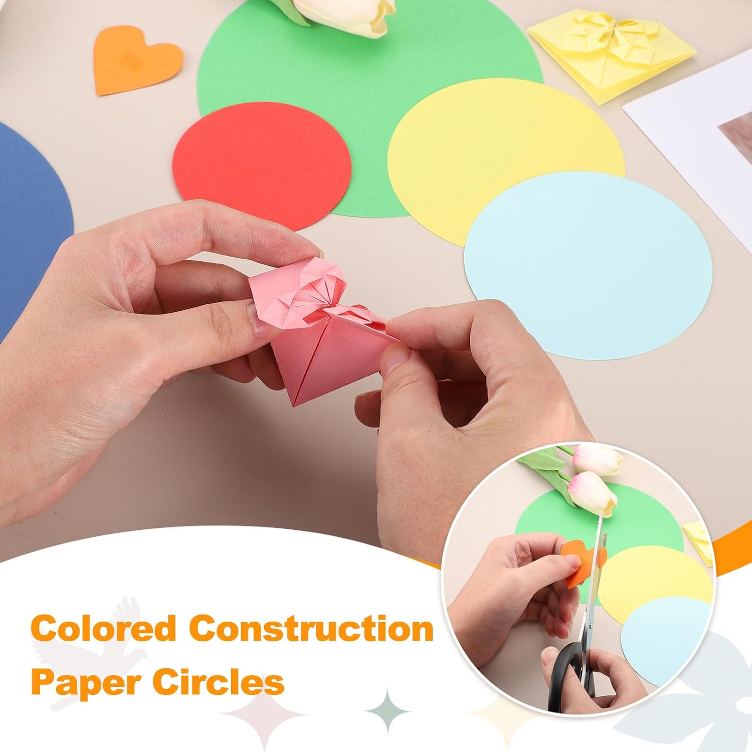 Rebower 100 Sheets Construction Paper Circles 4 Inch Assorted Colored Folding Craft Paper [for Arts and Crafts Classroom Bulletin Board Decor] image 4
