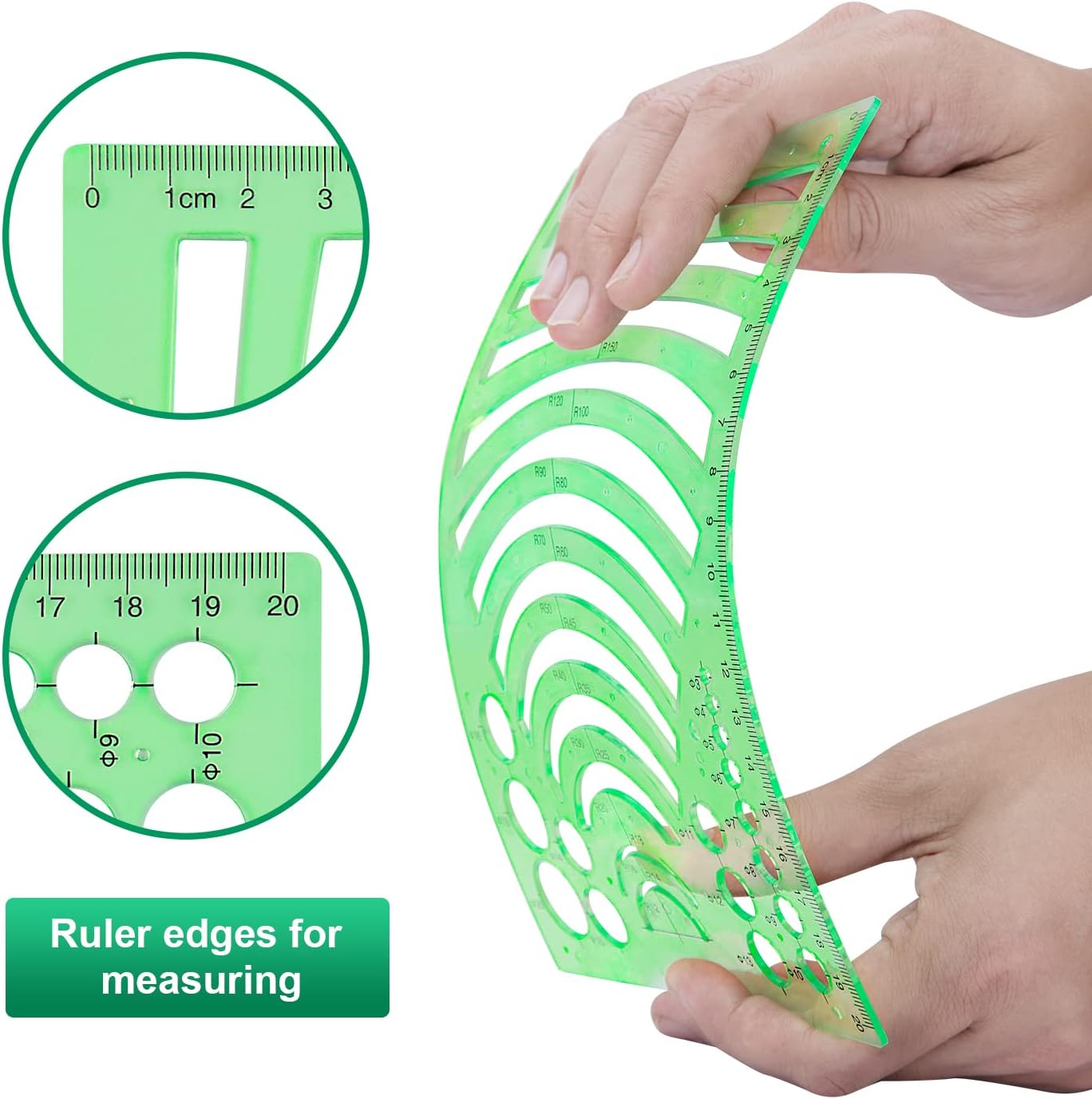 Angrox Arc Round Stencil Template Artist Design Drawing Aid Tool (Radius from R12 to R1000)