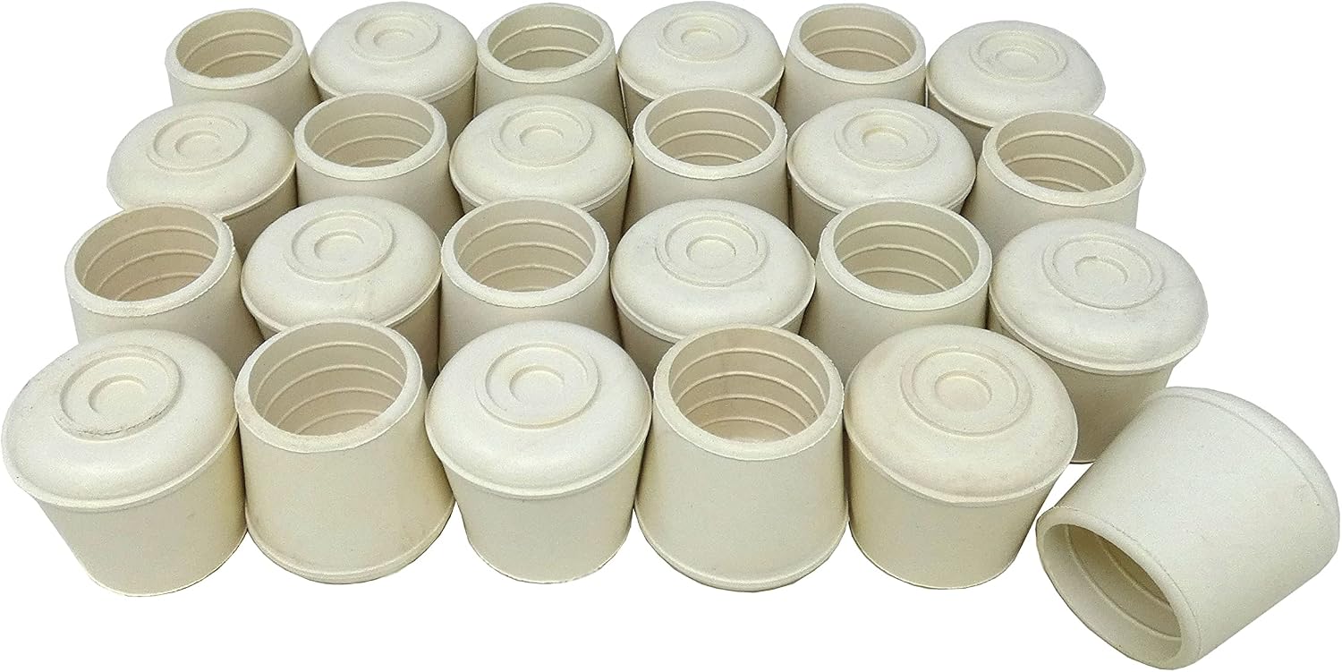 Shepherd Hardware 8753E Leg Tips 3/4-Inch Inside Diameter Rubber Chair Leg Caps, 24 Pack, White