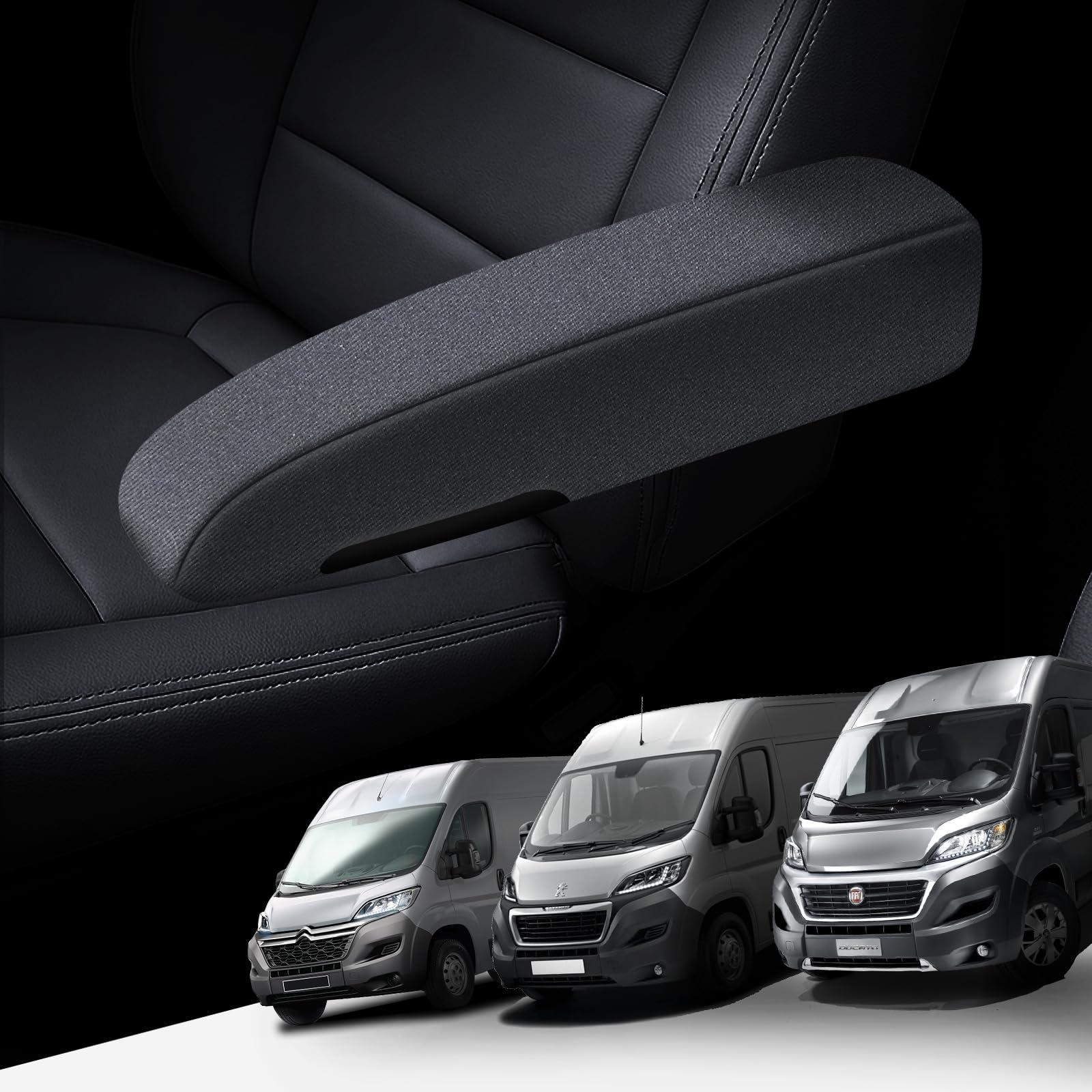 Lot de 4 housses d'accoudoir en lin pour Peugeot Boxer, Citroën Jumper et Opel Movano - Gris fumé